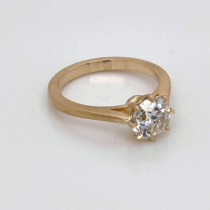 "ENGR03268" Antique Style Round Eight Prong Diamond Engagement Ring in Matte Gold