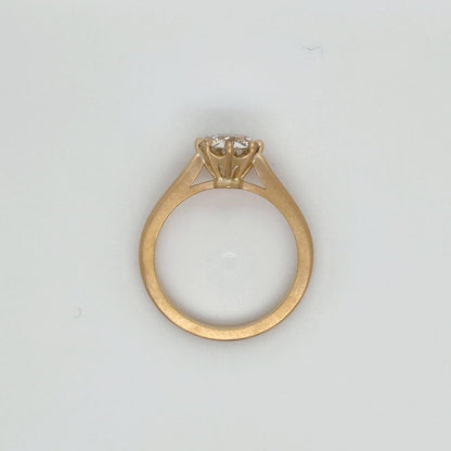 "ENGR03268" Antique Style Round Eight Prong Diamond Engagement Ring in Matte Gold