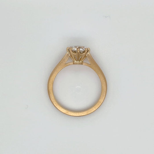 "ENGR03268" Antique Style Round Eight Prong Diamond Engagement Ring in Matte Gold