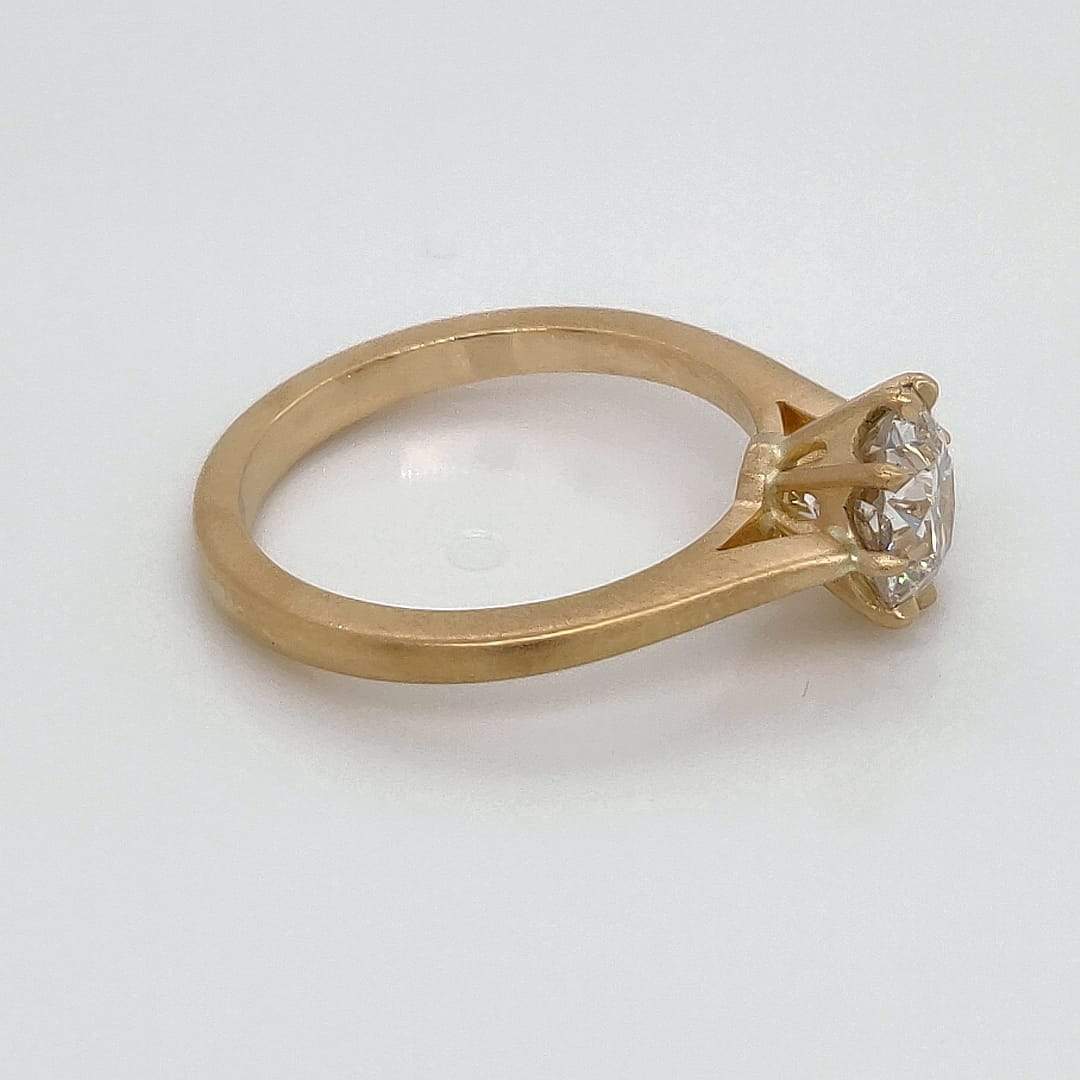 "ENGR03268" Antique Style Round Eight Prong Diamond Engagement Ring in Matte Gold