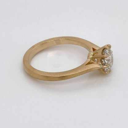 "ENGR03268" Antique Style Round Eight Prong Diamond Engagement Ring in Matte Gold