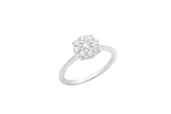 .49 Carat Cluster Solitare Ladies Ring 14K White Gold