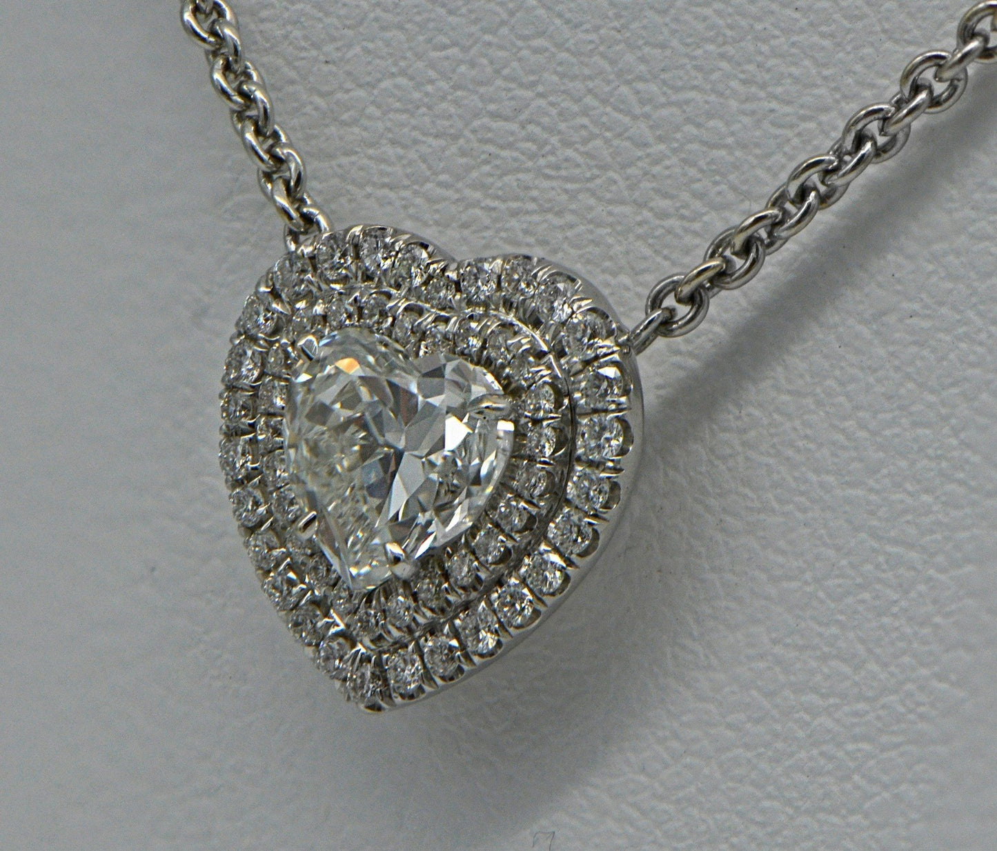 "PEND01202" Double Halo Heart Shaped Diamond Pendant