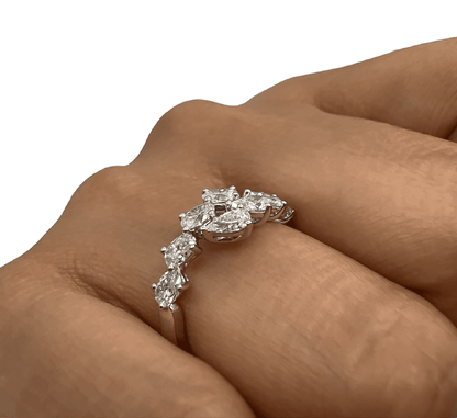 1.08 Total Carat Oval and Pear Cut, Split Shank Diamond Ring