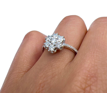0.80 Total Carat Cluster Diamond Ring in White Gold Band