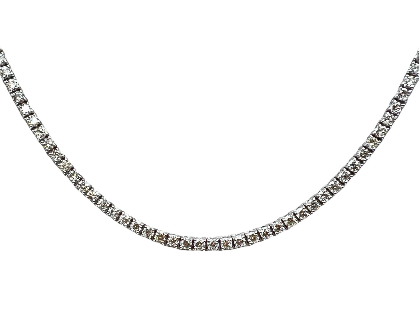 5.80 Carat Diamond Tennis Necklace with Round Diamonds in White Gold