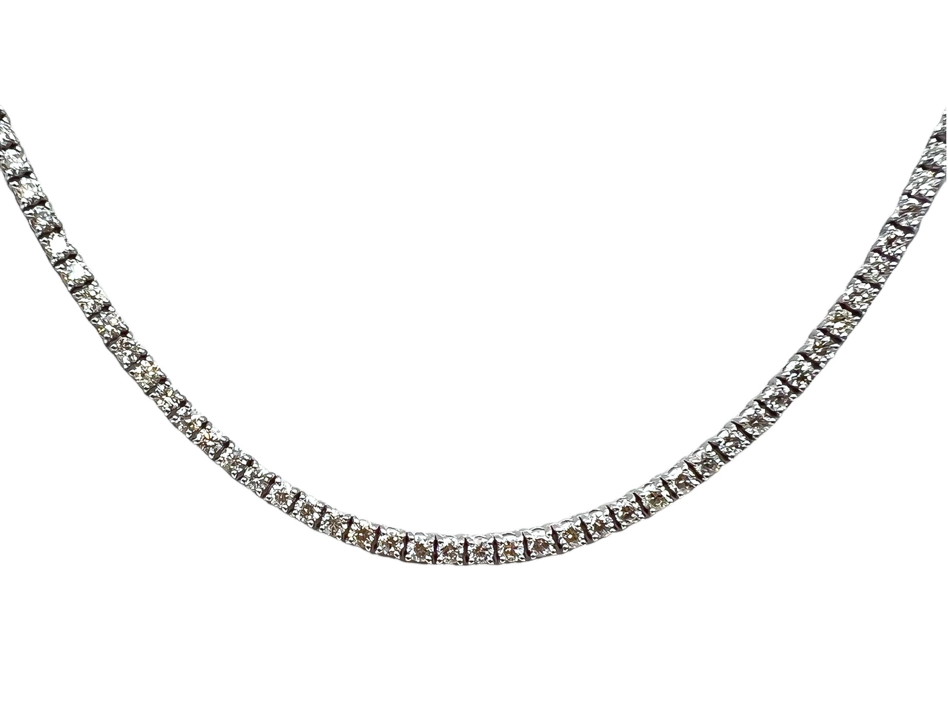 5.80 Carat Diamond Tennis Necklace with Round Diamonds in White Gold