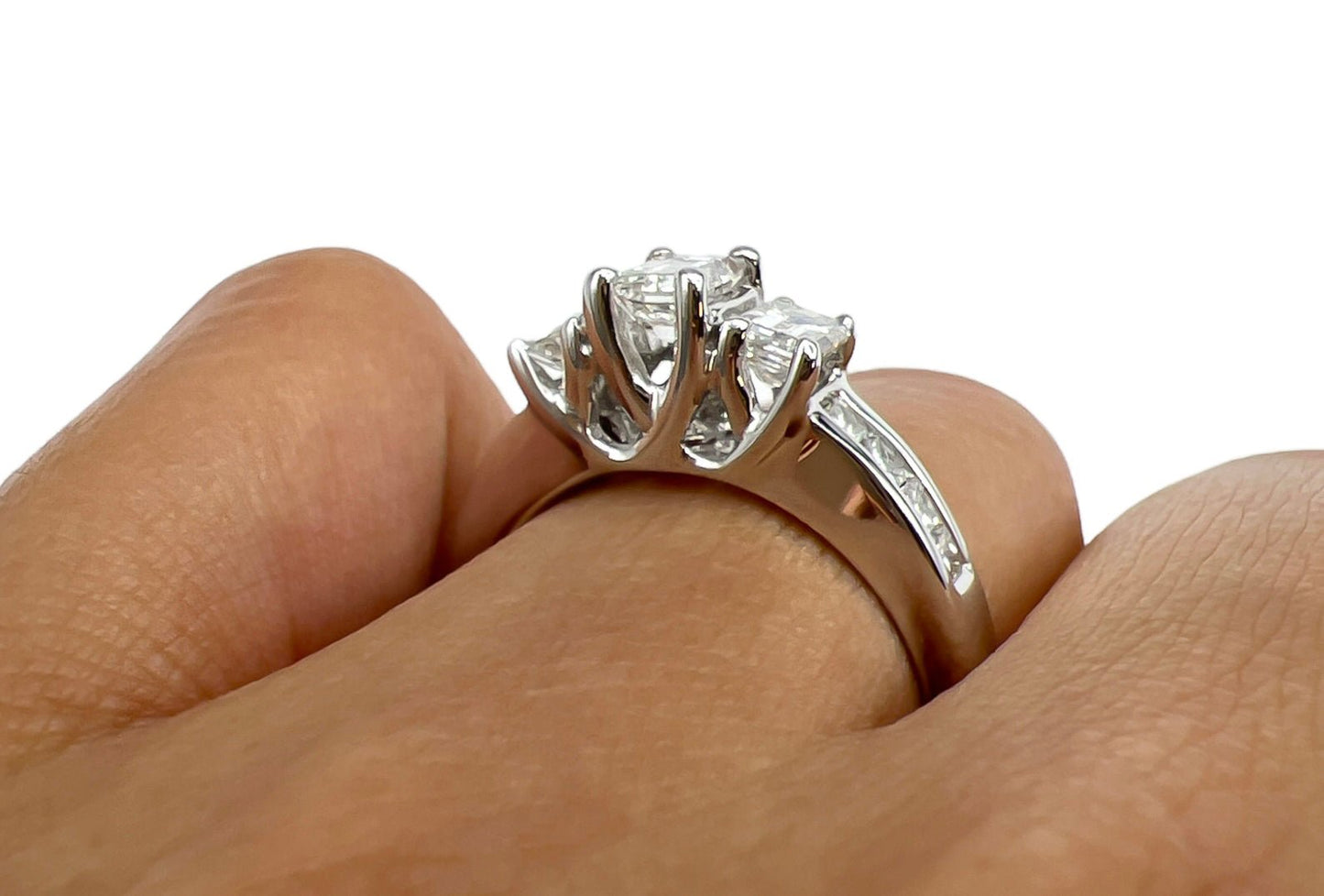 1.30 Total Carat Emerald Cut Three-Stone Engagement Ring H VS2/SI