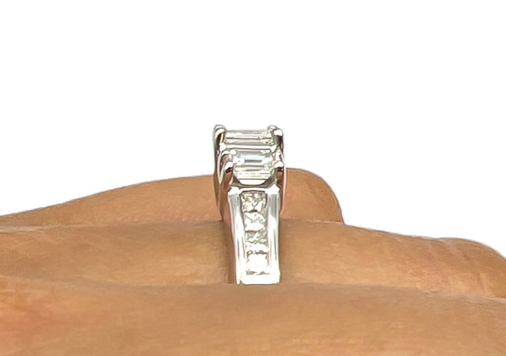 1.30 Total Carat Emerald Cut Three-Stone Engagement Ring H VS2/SI