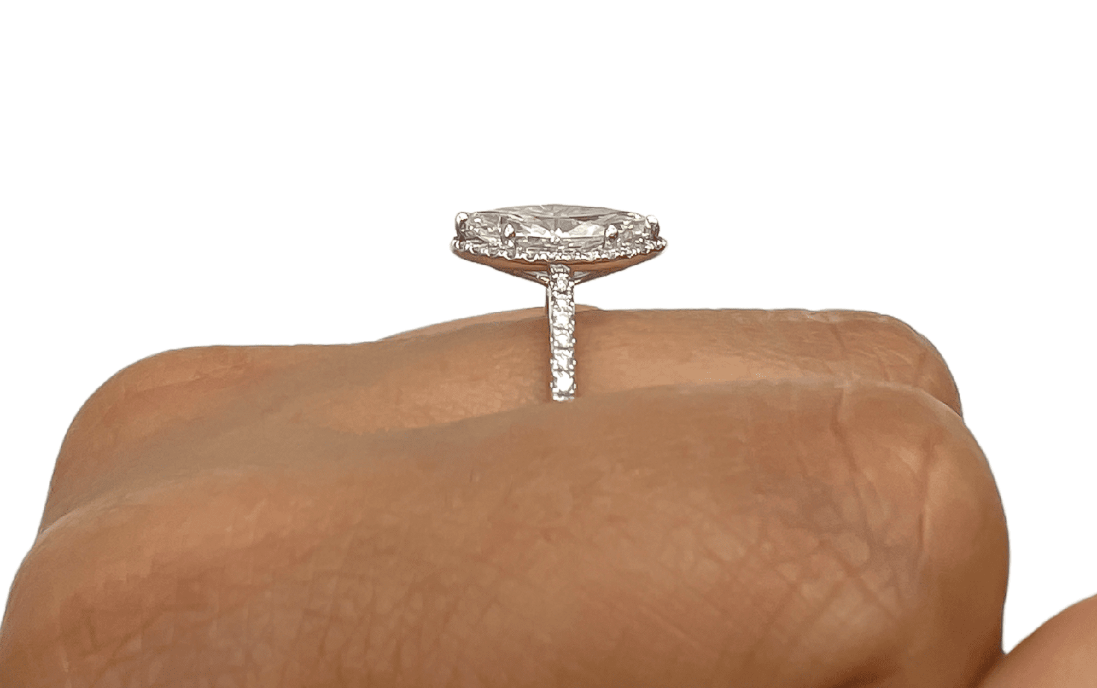 2.36 Total Carat Marquise Halo Pave Diamond Engagement Ring G-H Color, VS2-SI Clarity