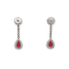 4.94 Total Carat Ruby and Diamond Drop Earrings in Platinum