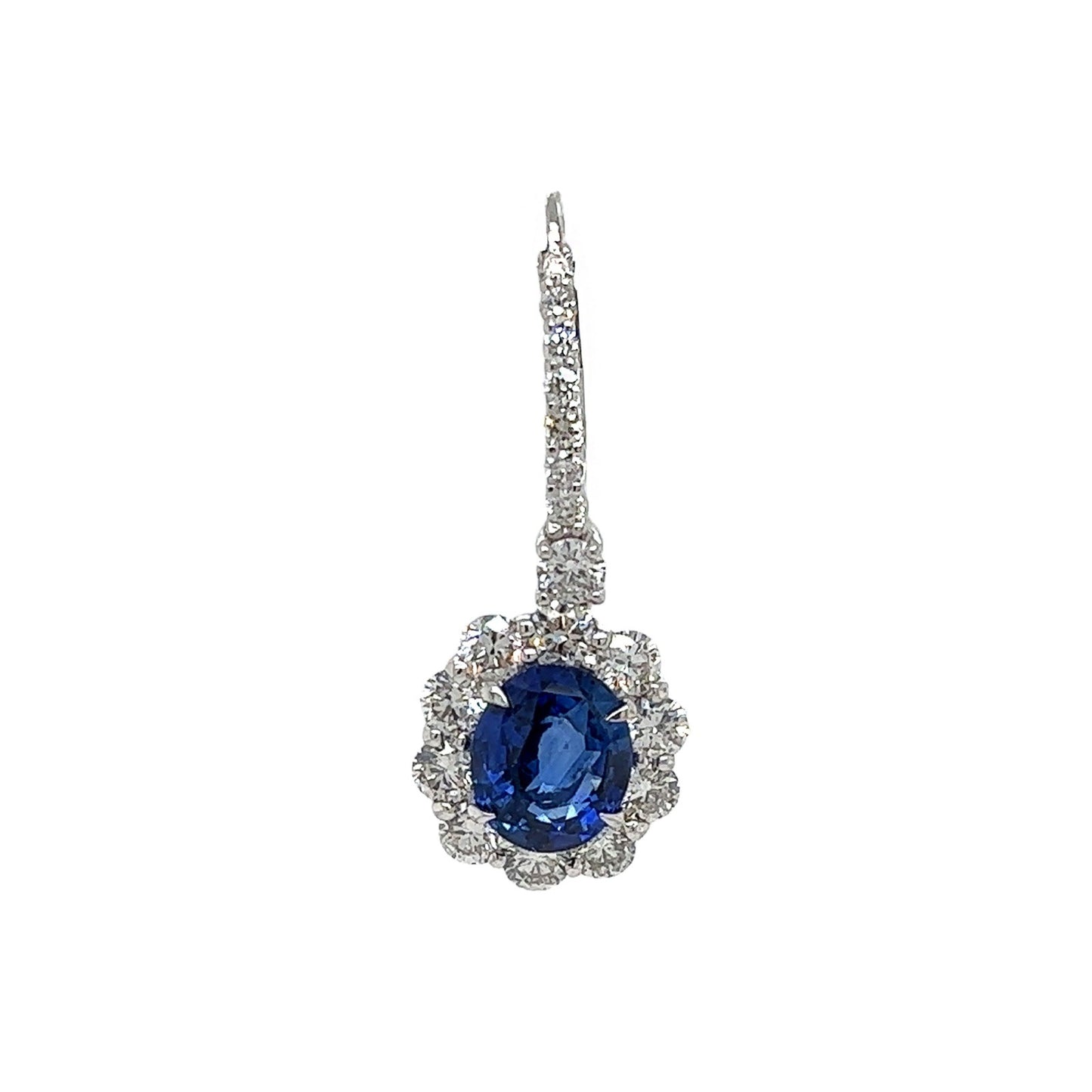 9.26 Total Carat Blue Sapphire and Diamond Drop Earrings in Platinum