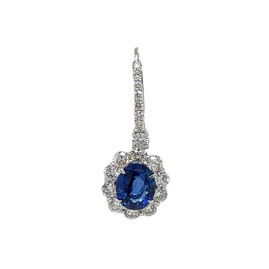 9.26 Total Carat Blue Sapphire and Diamond Drop Earrings in Platinum