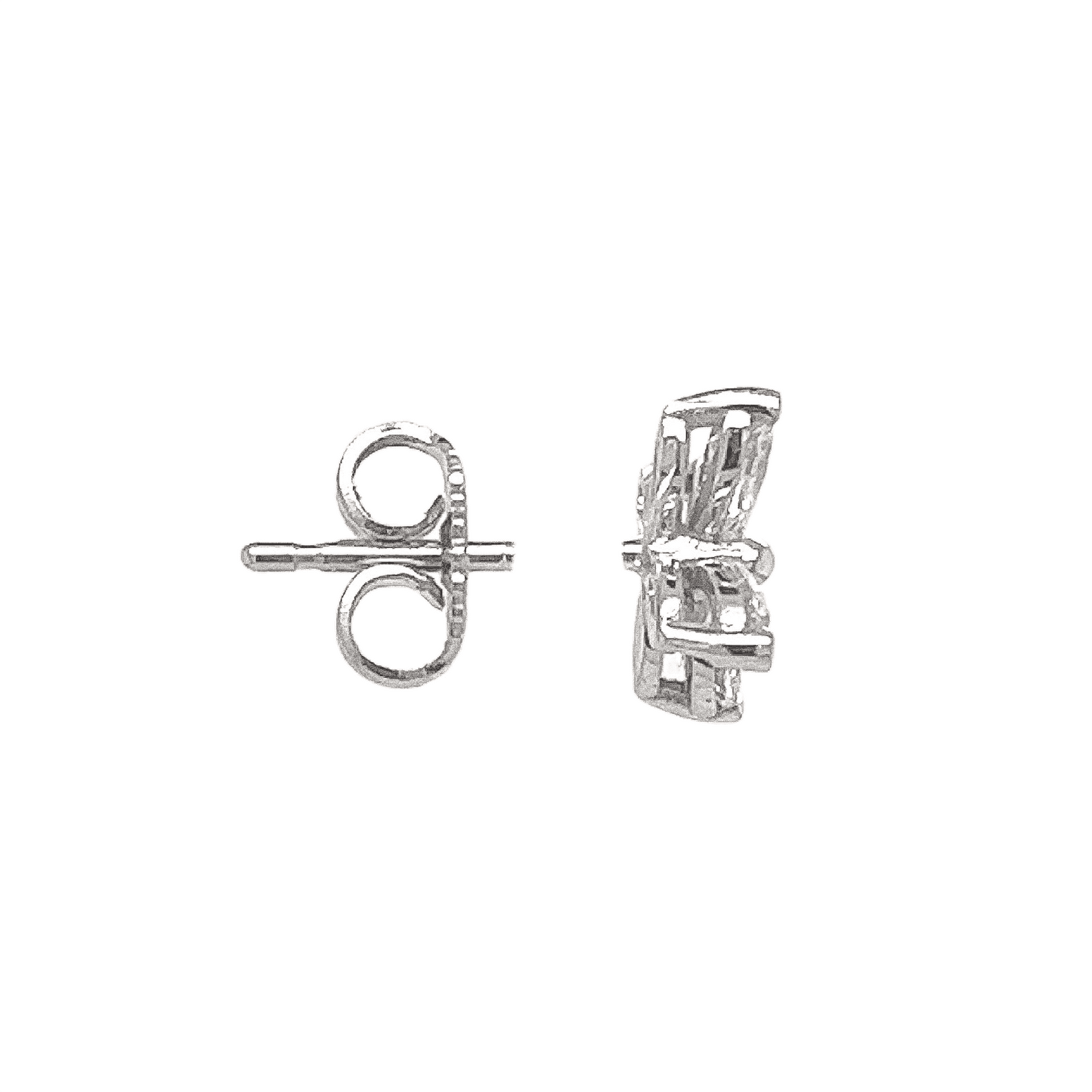 1.22 Carat Flower Shaped Diamond Stud Earrings in 18K White Gold