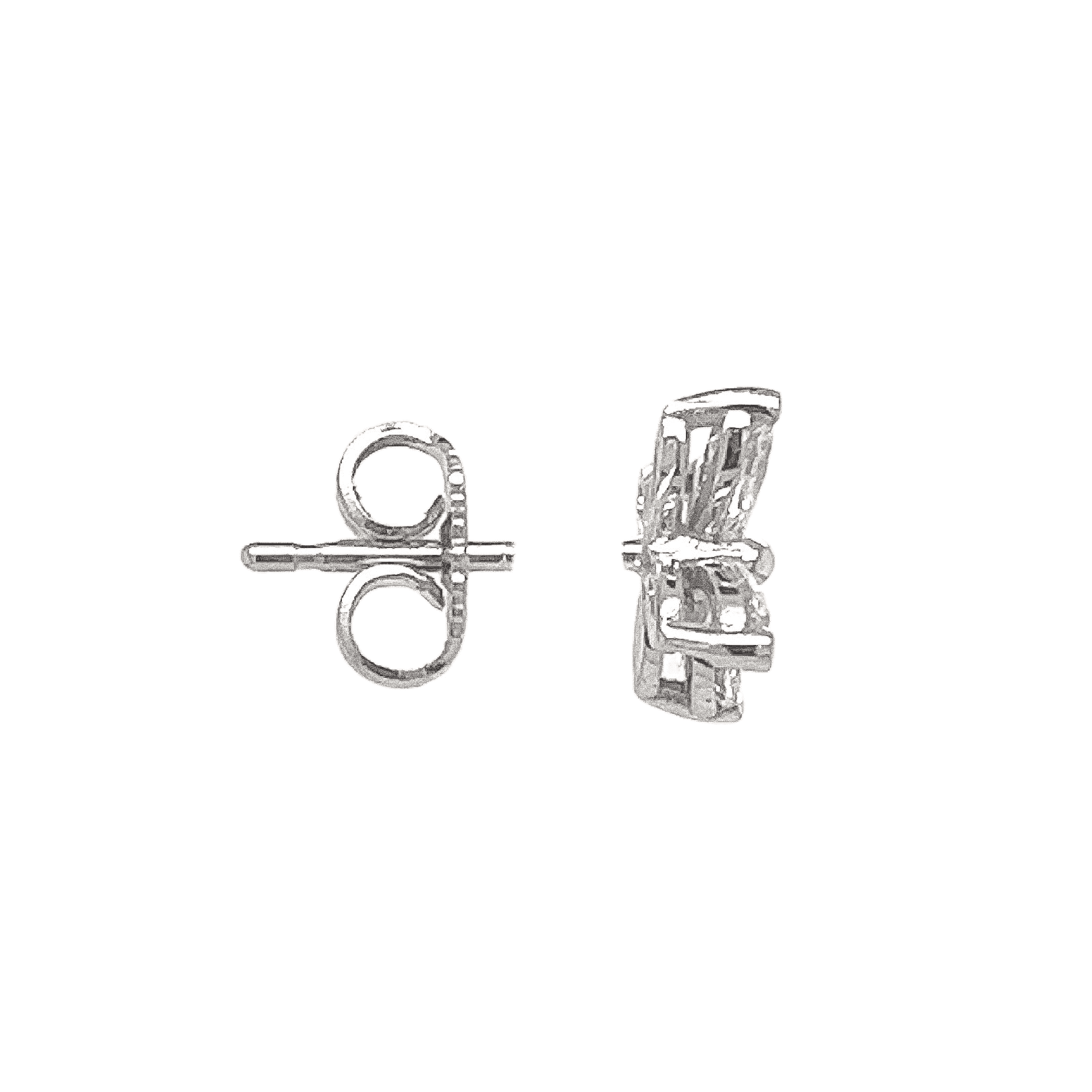 0.87 Carat Flower Shaped Diamond Stud Earrings in 18K White Gold