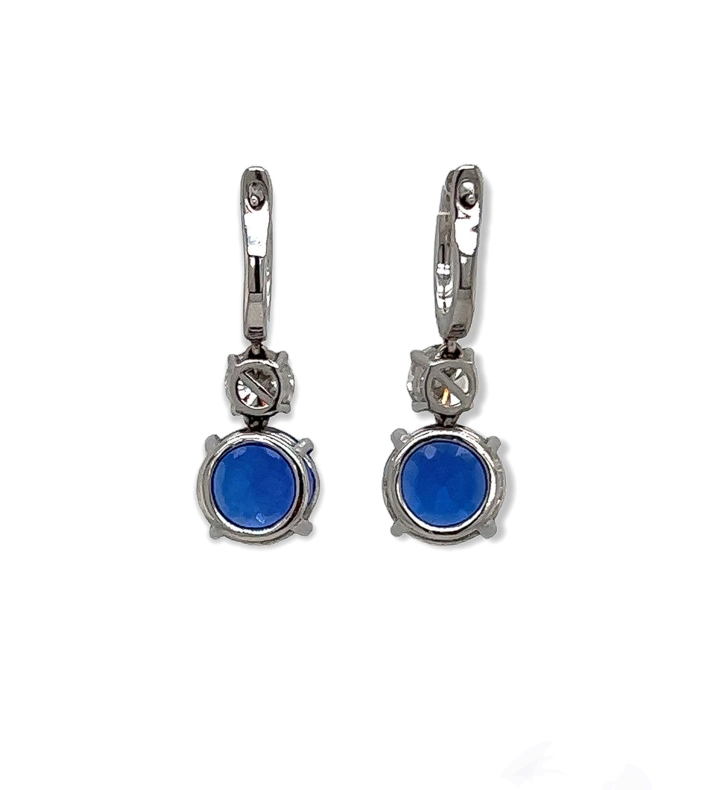 8.90 Total Carat Tanzanite and Diamond Drop Earrings in 18K White Gold