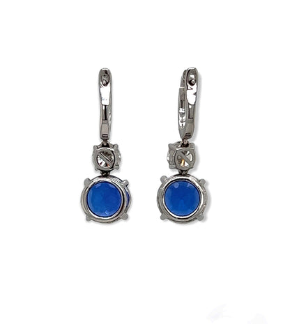 8.90 Total Carat Tanzanite and Diamond Drop Earrings in 18K White Gold