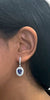 5.01 Total Carat Blue Sapphire Dangle Earrings with Pave Diamond Halo in 18K White Gold