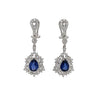 4.38 Total Carat Sapphire with Baguette and Round Diamond Earrings in 18K White Gold