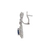 5.71 Total Carat Blue Sapphire Drop Earrings with Bezel set Double-Halo Diamond in 18K White Gold