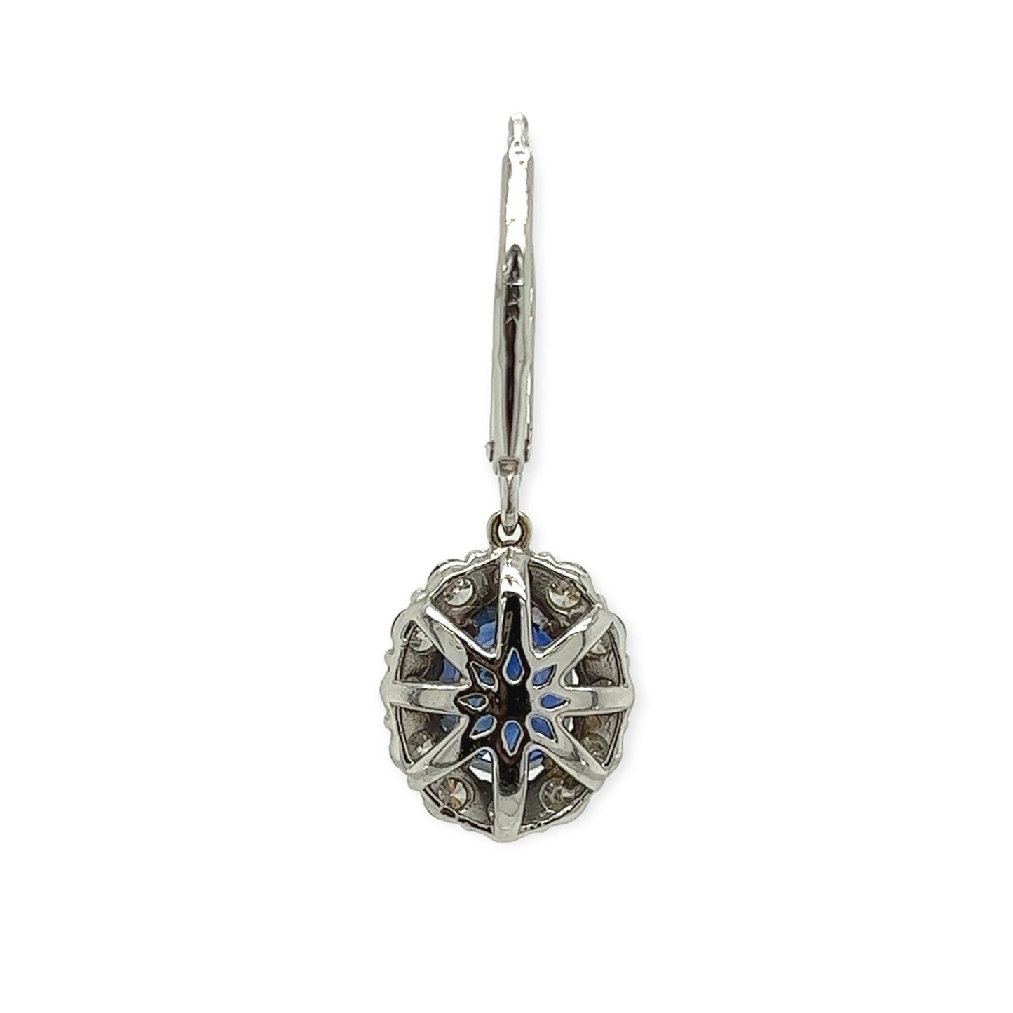 5.11 Total Carat Diamond and Sapphire Dangle Earrings in 18K White Gold