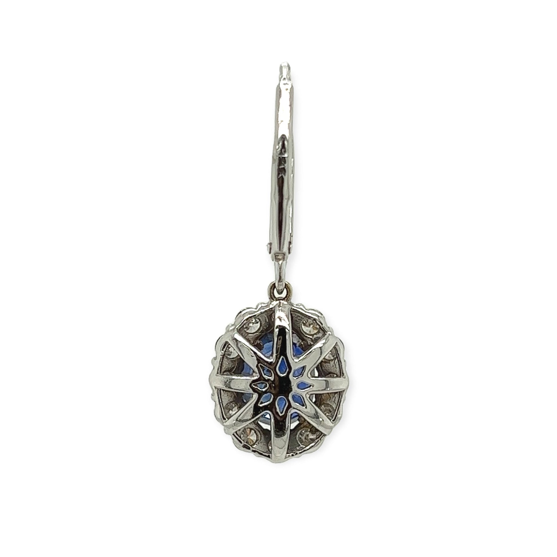 5.11 Total Carat Diamond and Sapphire Dangle Earrings in 18K White Gold