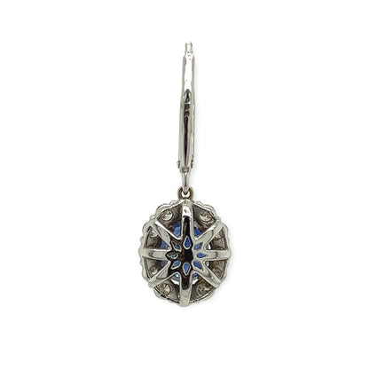 5.11 Total Carat Diamond and Sapphire Dangle Earrings in 18K White Gold