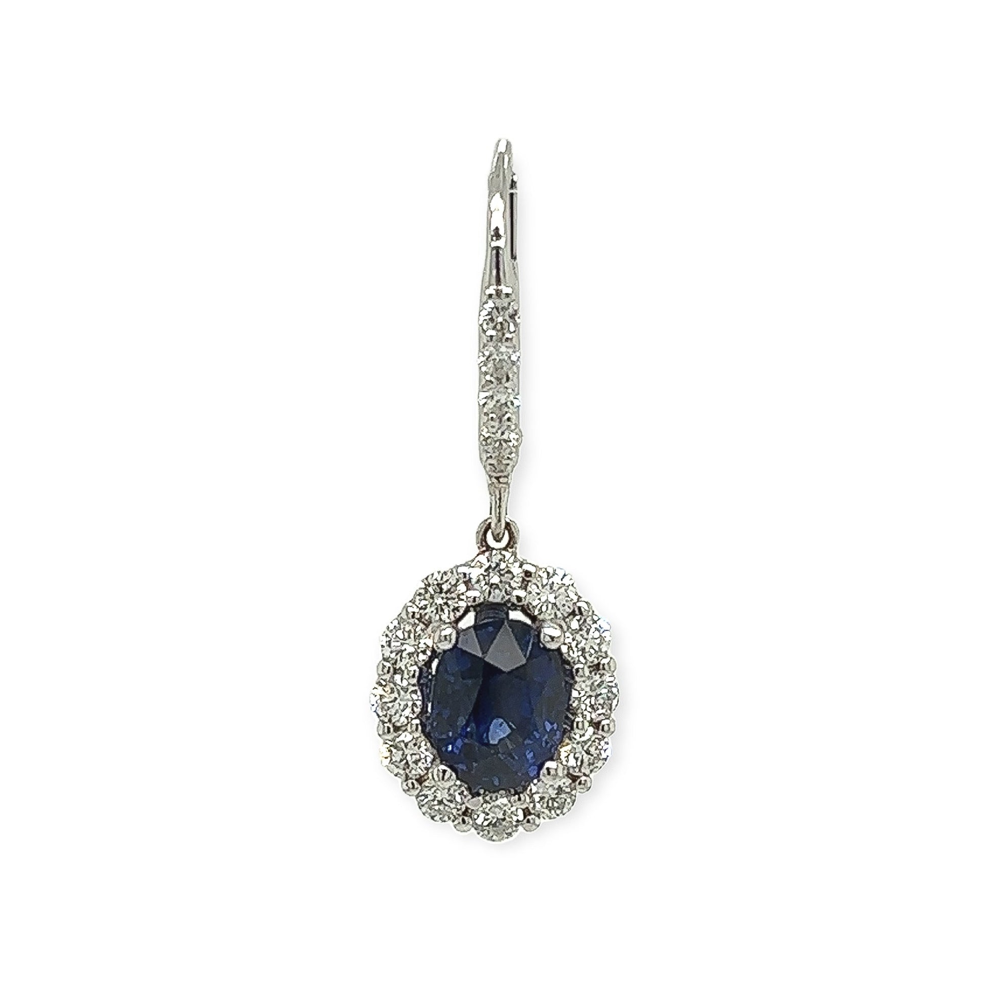 5.11 Total Carat Diamond and Sapphire Dangle Earrings in 18K White Gold