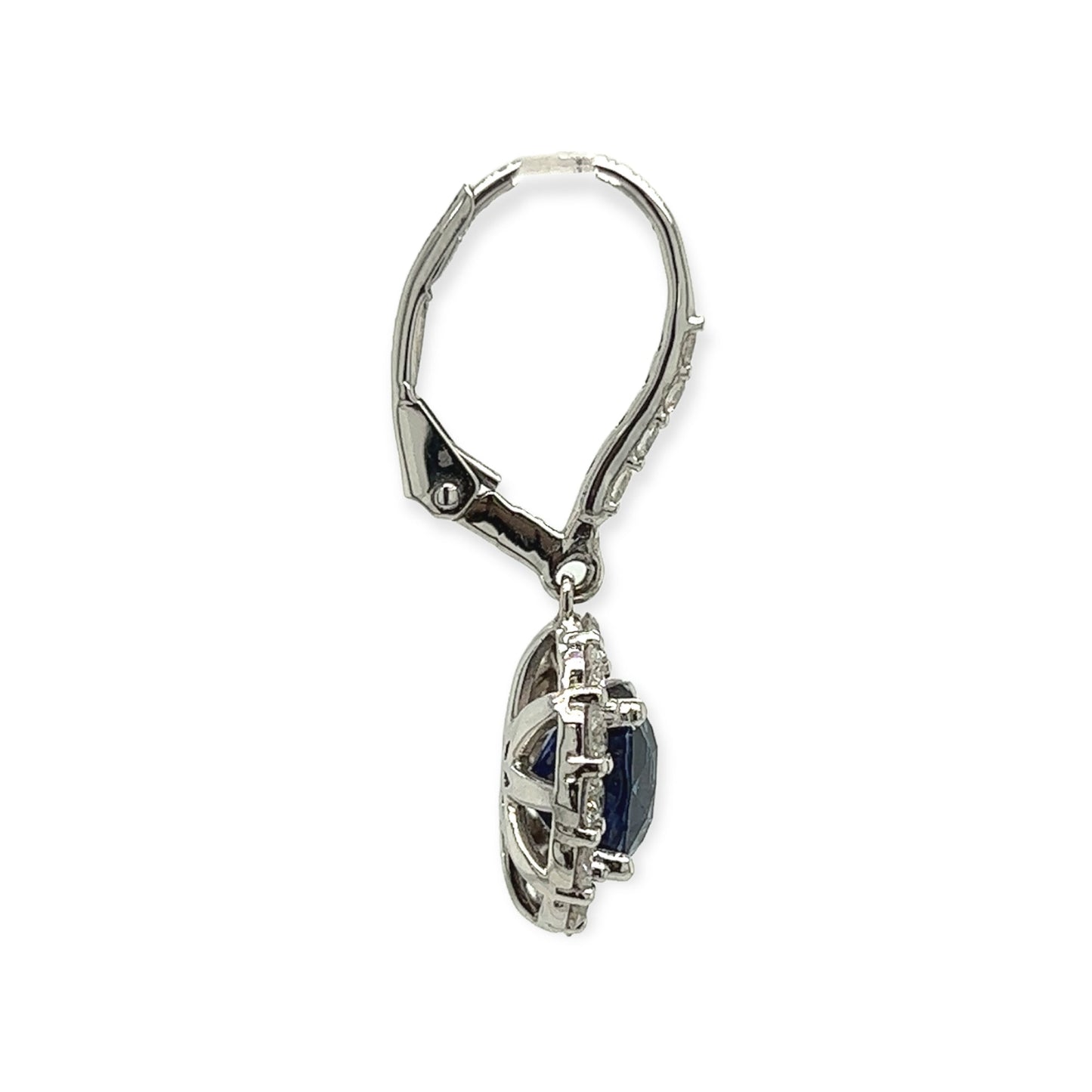 5.11 Total Carat Diamond and Sapphire Dangle Earrings in 18K White Gold