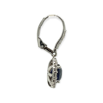 5.11 Total Carat Diamond and Sapphire Dangle Earrings in 18K White Gold