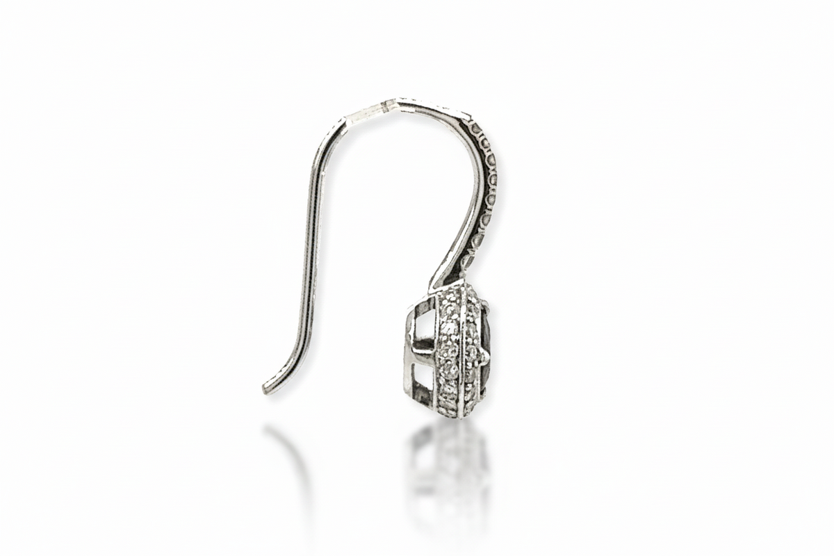 1.20 Total Carat Sapphire and Diamond Drop Earrings in 18K White Gold