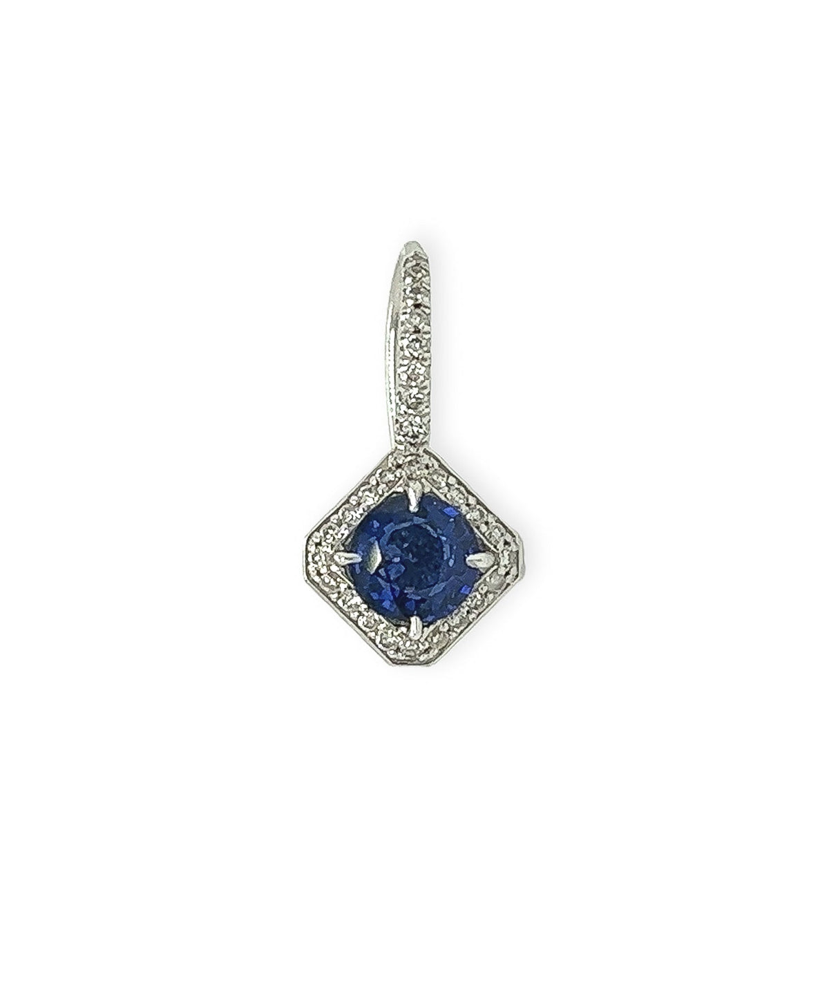 1.65 Total Carat Sapphire and Diamond Drop Earrings - 18K White Gold