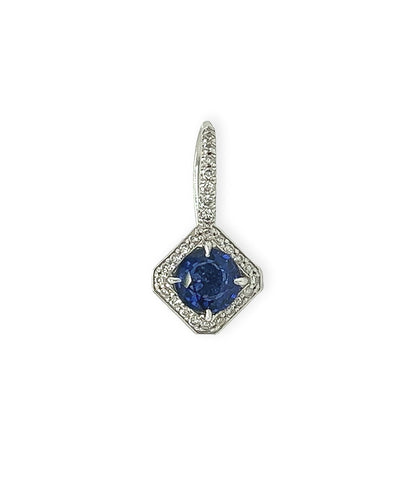 1.65 Total Carat Sapphire and Diamond Drop Earrings - 18K White Gold