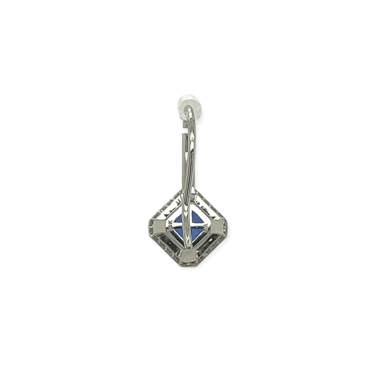 1.65 Total Carat Sapphire and Diamond Drop Earrings - 18K White Gold