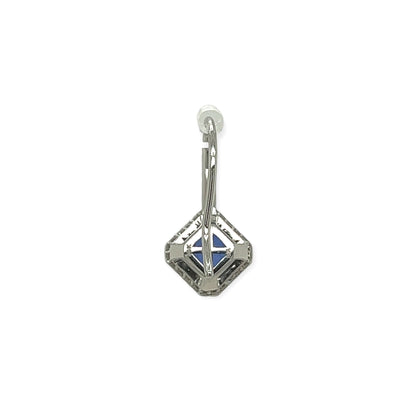 1.65 Total Carat Sapphire and Diamond Drop Earrings - 18K White Gold