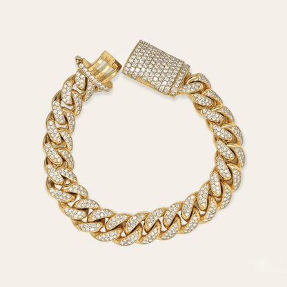11.5 Carat 14K Yellow Gold Iced Out Cuban Link Diamond Bracelet Unisex, 112g 8"
