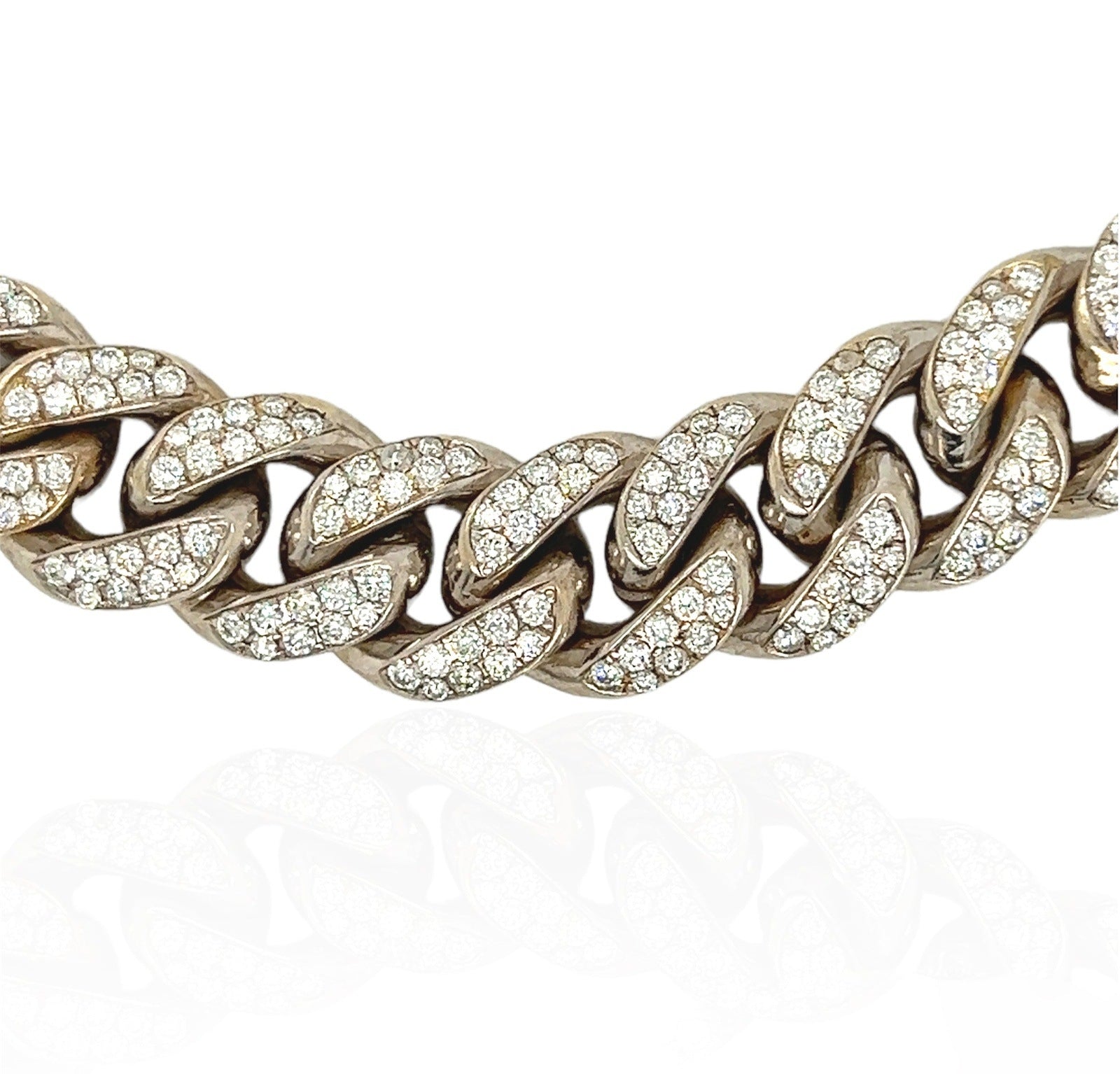 11.5 Carat Unisex 14K White Gold Iced Out Cuban Link Diamond Bracelet, 114g 8"