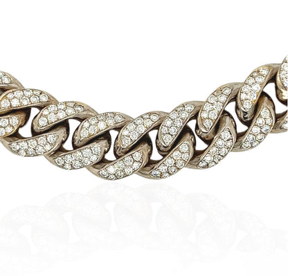 11.5 Carat Unisex 14K White Gold Iced Out Cuban Link Diamond Bracelet, 114g 8"