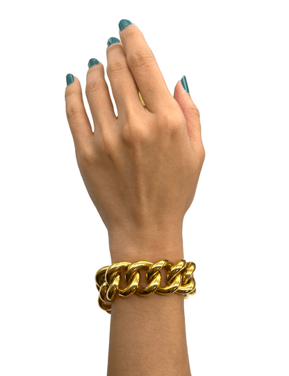 Solid 18K Yellow Gold Italian Made Cuban Link Bracelet 6.5"