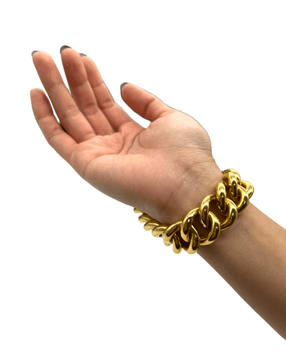 Solid 18K Yellow Gold Italian Made Cuban Link Bracelet 6.5"