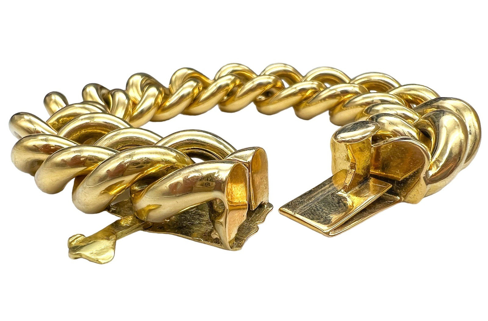 Solid 18K Yellow Gold Italian Made Cuban Link Bracelet 6.5"