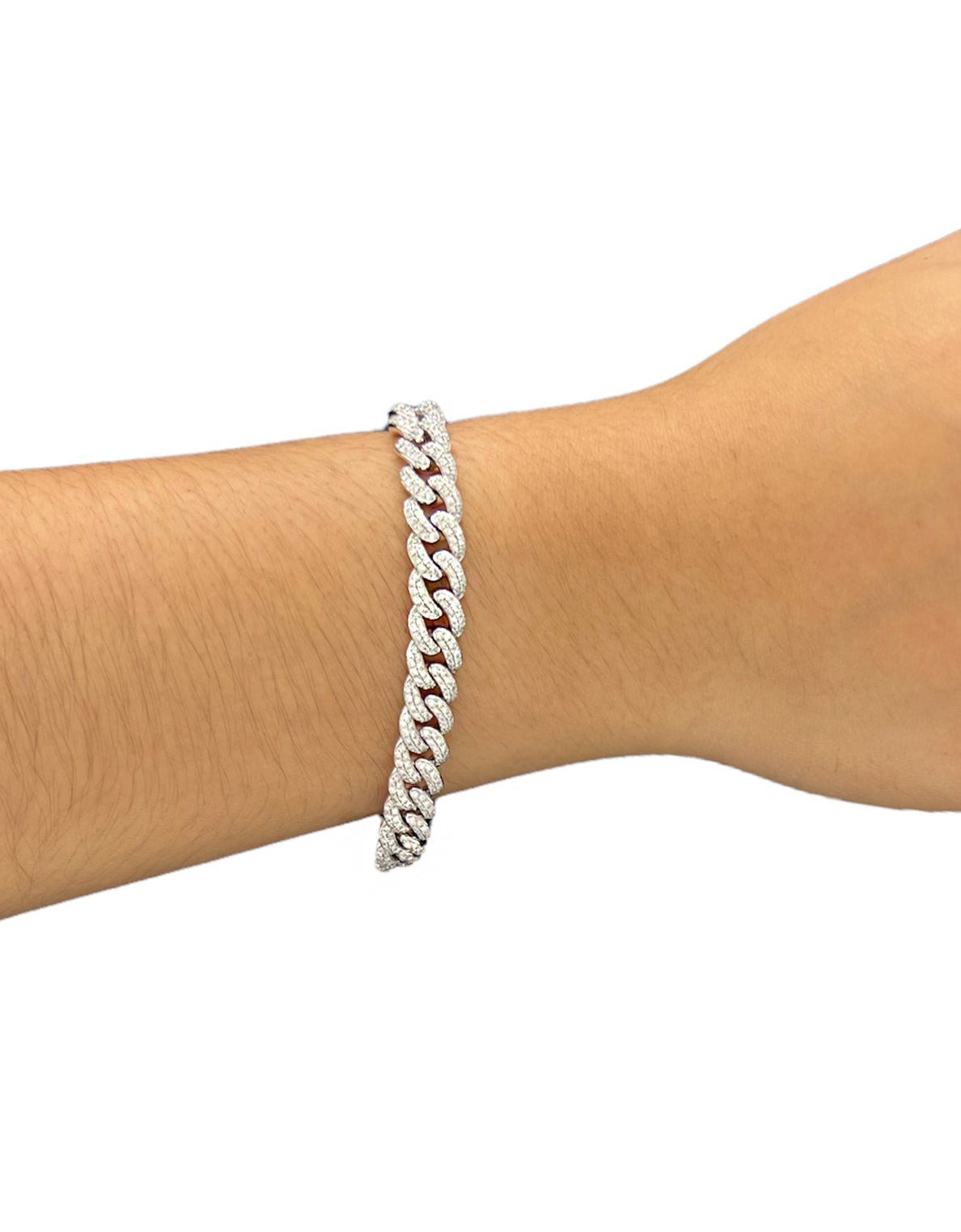 4.07 Carat 14K White Gold Iced Out Cuban Link Diamond Bracelet, 22.8g