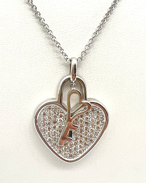 1.23 Carat Heart-Shaped Diamond Pendant in 18K White Gold Chain