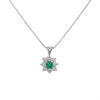 0.78 Total Carat Emerald and Diamond Pendant Necklace in Platinum