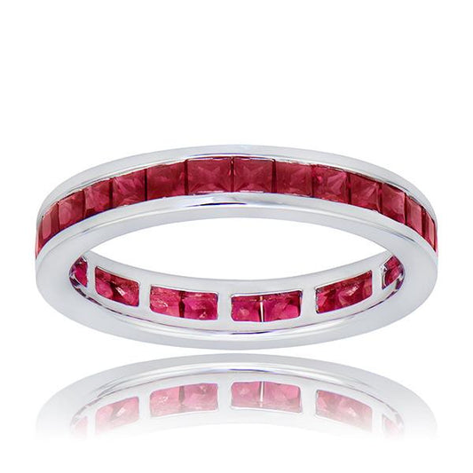 "R12309RU" Ruby Eternity Band In 18k White Gold