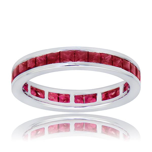 "R12309RU" Ruby Eternity Band In 18k White Gold