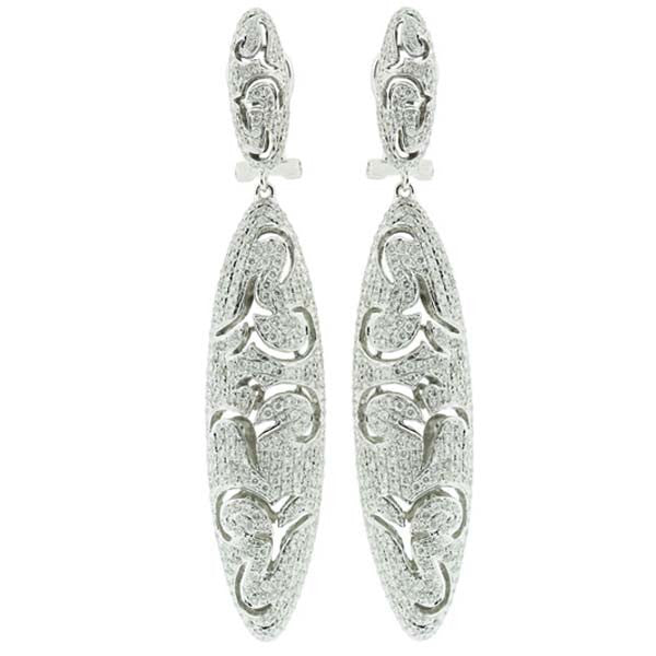Pave Diamond Oval Shape Earrings