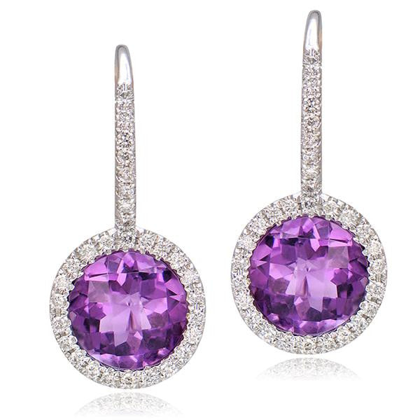 Purple Topaz And Diamond Earrings In 18k White Gold