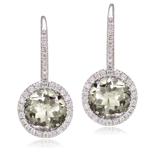 White Topaz And Diamond Earrings In 18k White Gold