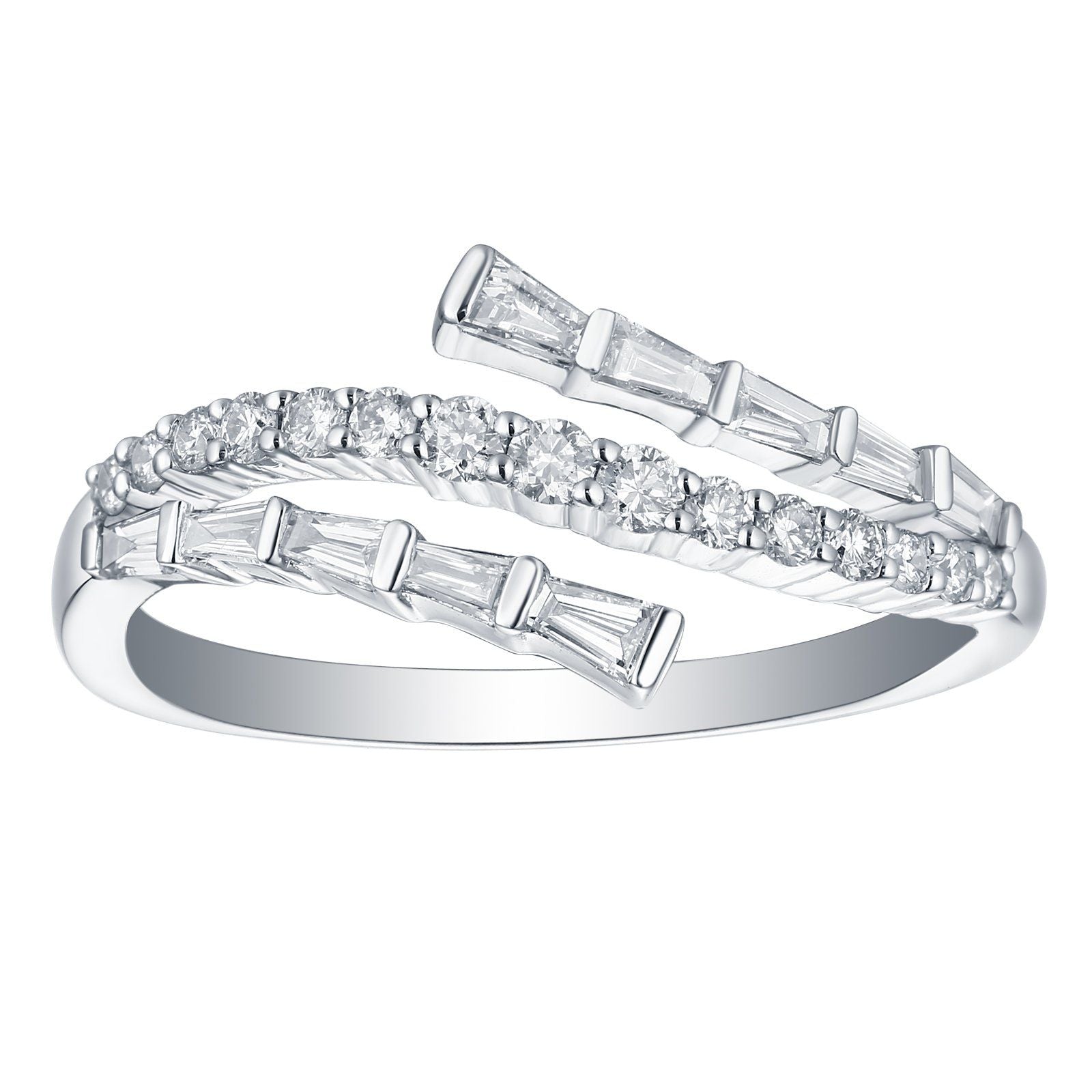 Diamond Baguette Twist Stripe Floating Band